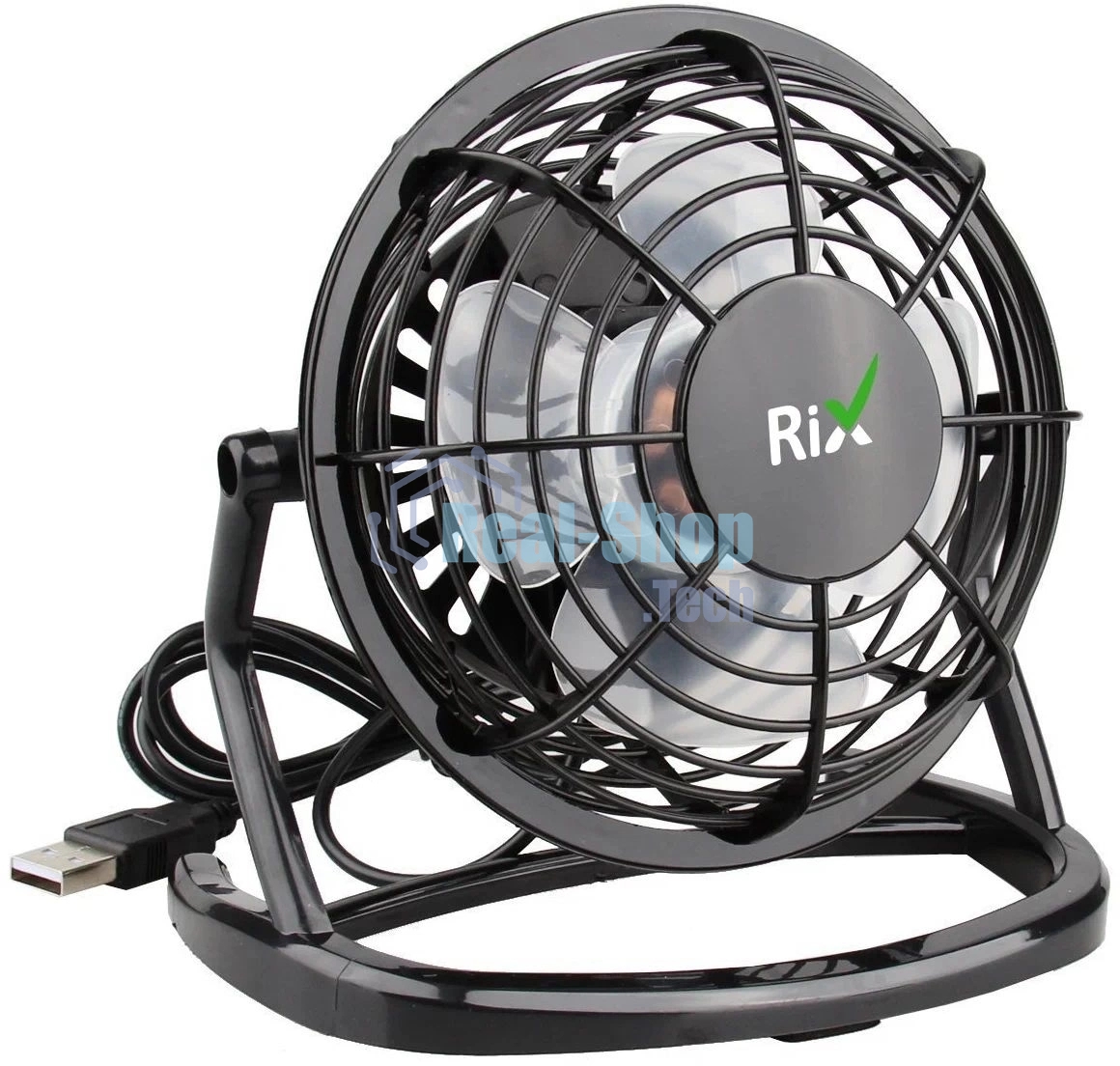 Вентилятор Rix RDF-1500USB чёрный, настольный, 2.5 Вт, 1 скорость, 10 см