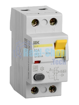 Выключатель дифференциального тока (УЗО) 2п 40А 30мА тип AC ВД1-63 ИЭК MDV10-2-040-030