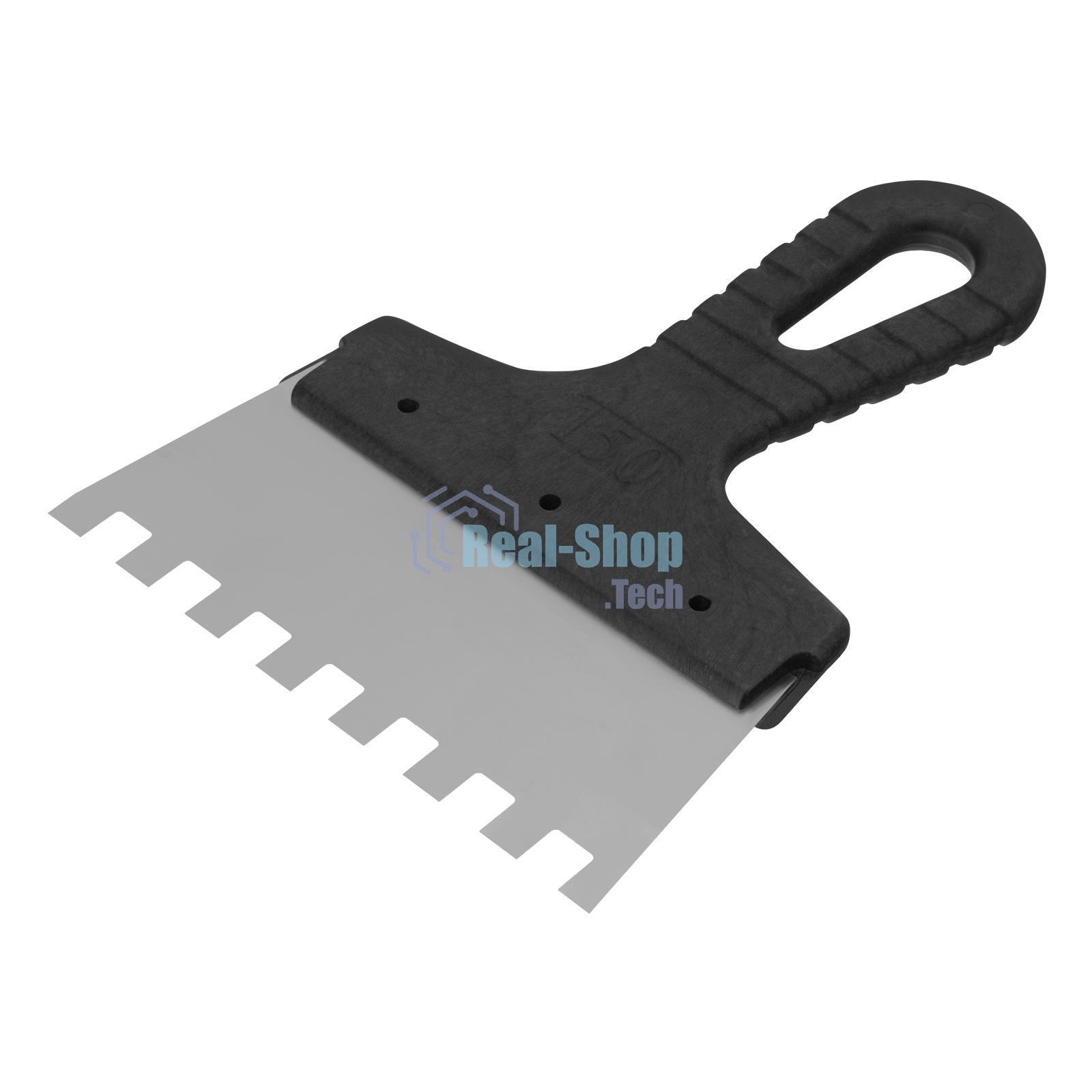 Шпатель из нержавеющей стали Сибртех 150 мм, зуб 10х10 мм, пластмассовая ручка