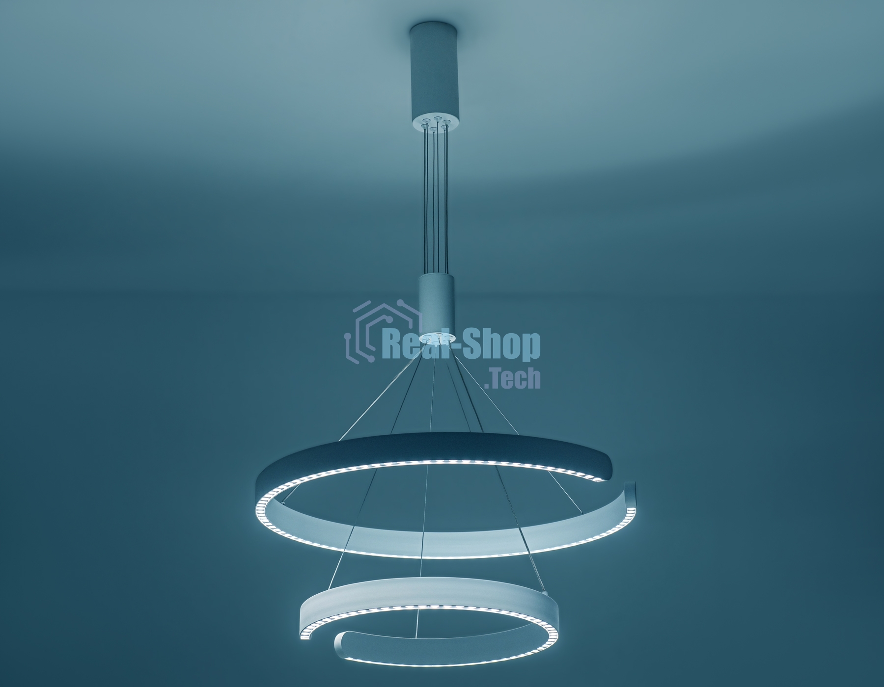Подвесной светодиодный светильник Ambrella light FL5884/2 WH белый 45W 3000K/4200K/6400K D600/400*1200 (без ПДУ)