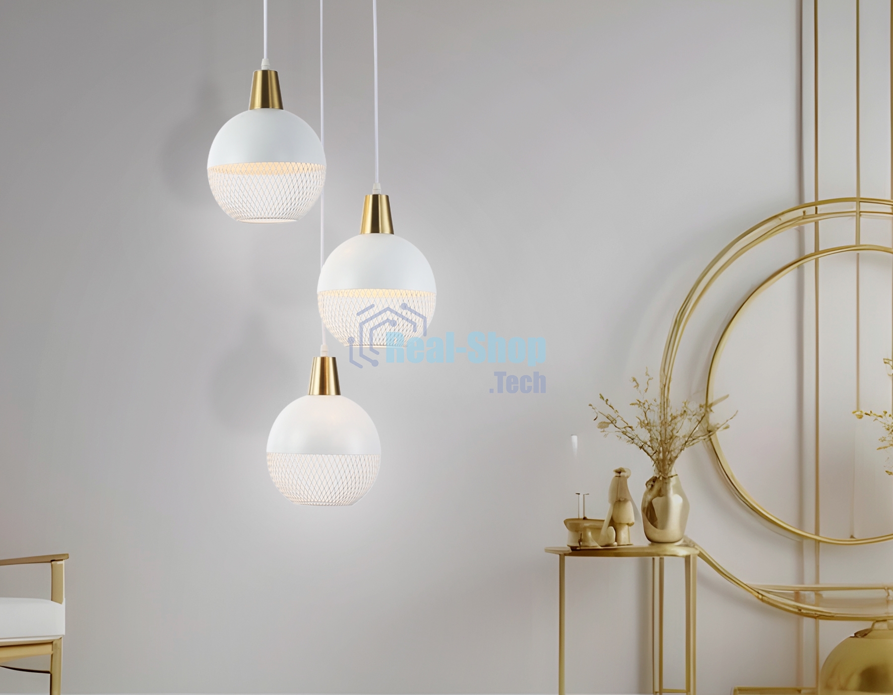 Светильник Ambrella light TR8503/3 WH/CP белый/медь E27/3 max 60W D410*1000