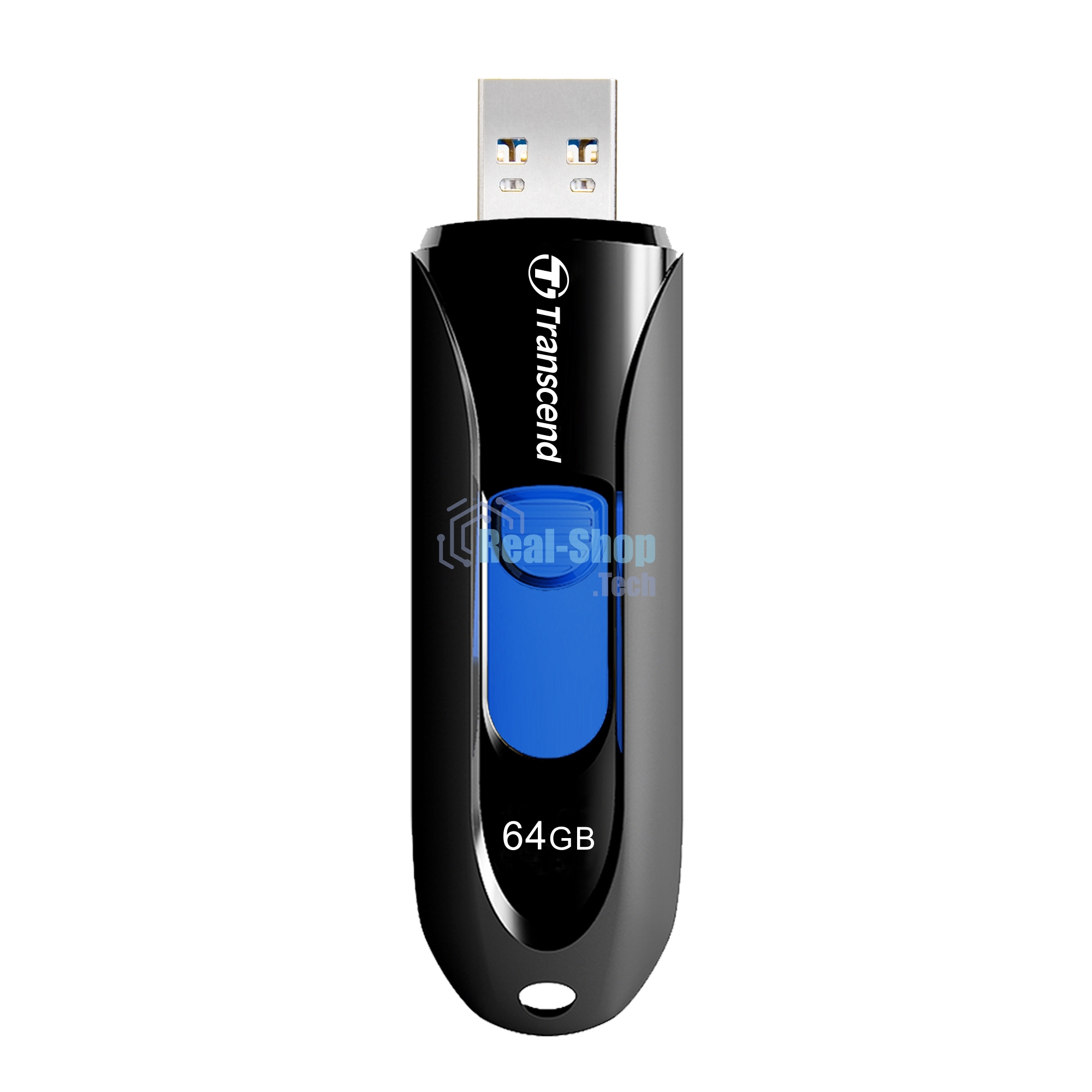 Флешка USB Transcend JetFlash 790 (TS64GJF790K), 64 Gb, USB 3.0, R/W 90/40, черный/синий