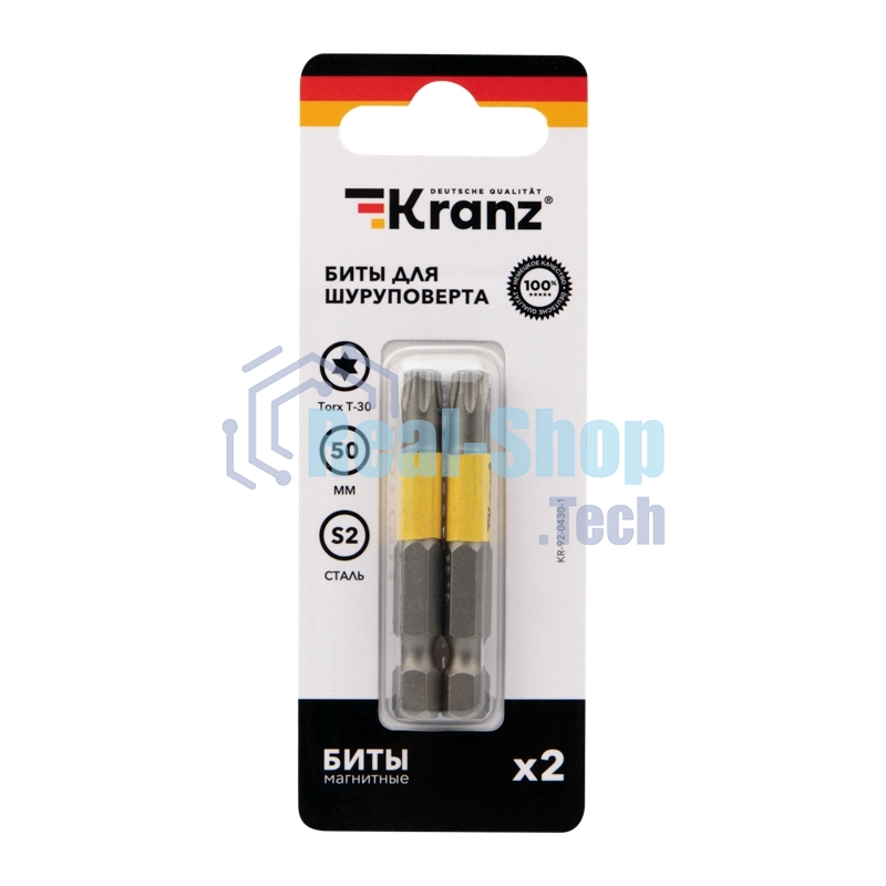 Бита для шуруповерта Kranz Torx T30х50 мм (2 шт./уп.)