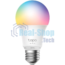 Умная многоцветная Wi‑Fi лампа Tapo Smart WiFi Bulb, A60 size，E27 base, 9.5W, 16 million colors, 2000k-6500k tunable white, 800 lumens brightness and diммable, 802.11b/g/n 2.4G WiFi connection, work with 200-240 V, 50/60 Hz power voltage and frequency, wo