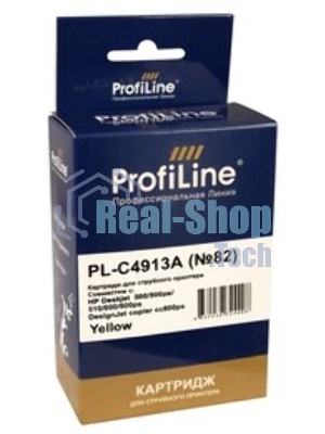 Картридж струйный ProfiLine PL-C4913A №82 для принтеров HP Deskjet 500/500ps/510/800/800ps(24/42in) DesignJet copier cc800ps Yellow водные