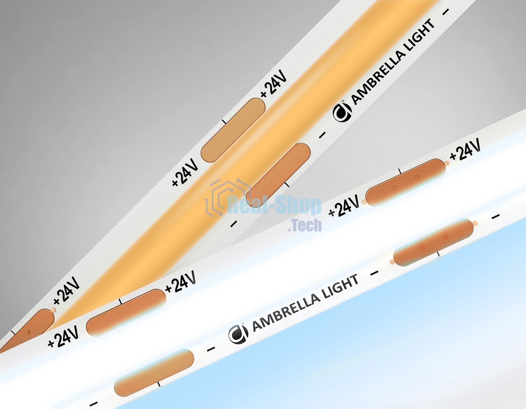 Светодиодная лента Ambrella light GS4653 COB 320Led/ 10W m/ 24V IP20 6500K/ 5000*8*1.54mm (2 конт.)