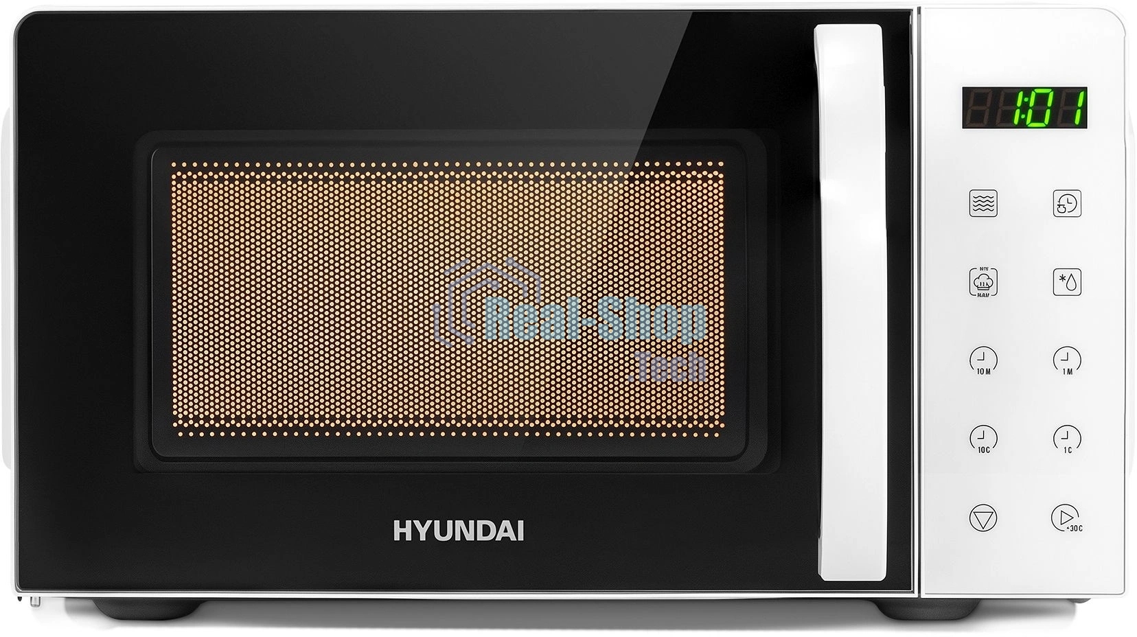 Микроволновая печь Hyundai HYM-D3029 белый/черный, 20 л, 700 Вт, переключатели - мембранные кнопки