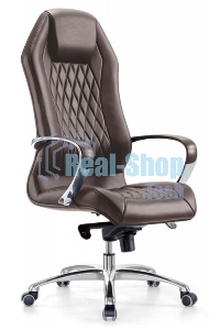 Кресло руководителя Бюрократ AURA/BROWN коричневый, кожа, крестовина алюминий