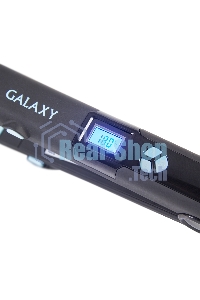 Щипцы для волос Galaxy GL 4505, голубой, 65 Вт, нагревательный элемент с защитой от перегрева, сменные пластины с керамическим покрытием: 89x27,5 мм и 89x57 мм, ЖК-дисплей с индикацией температуры, регулятор температурных режимов, шнур питания, вращающийс