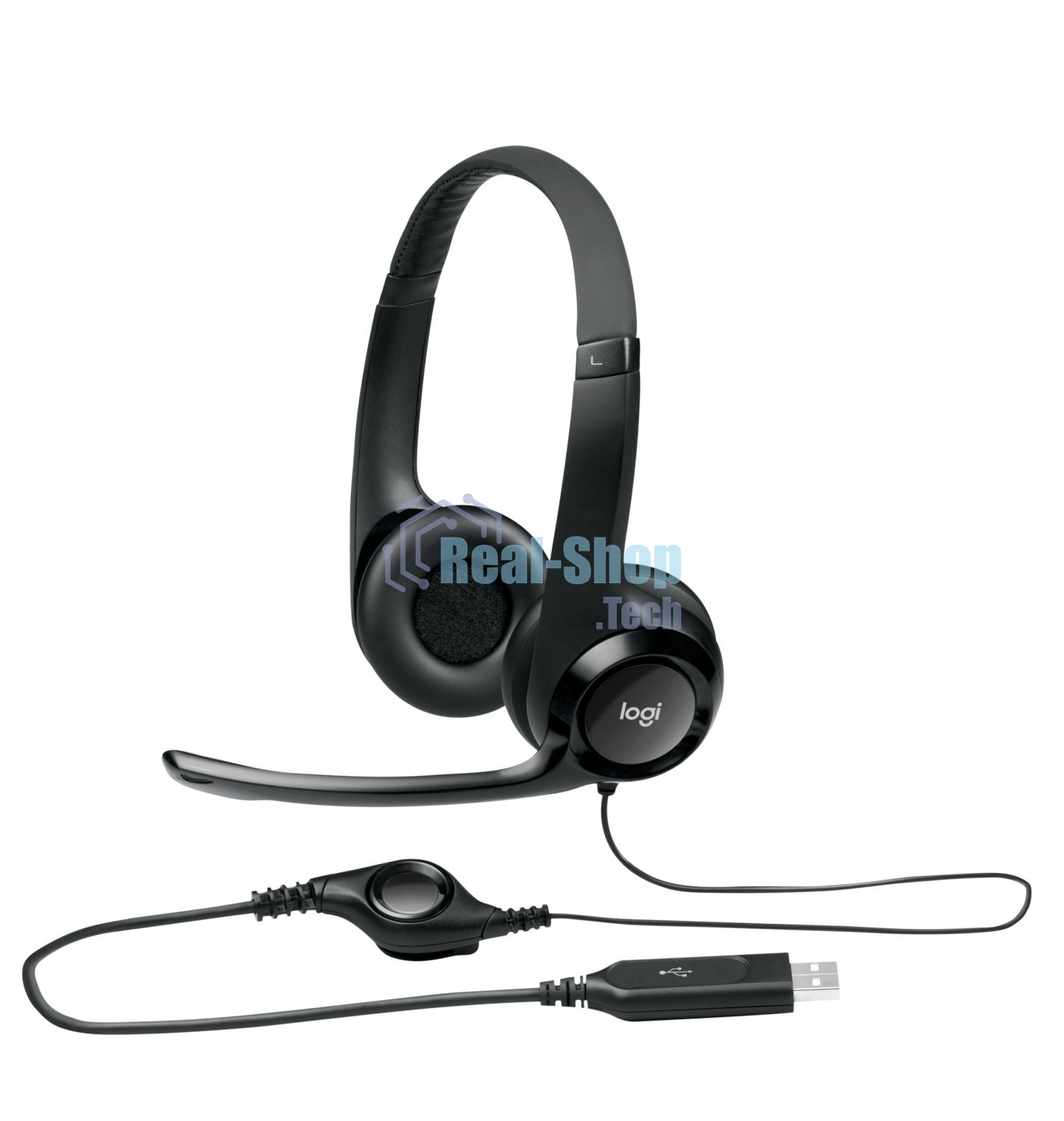 Гарнитура проводная Logitech Headset Logitech H390 USB черный
