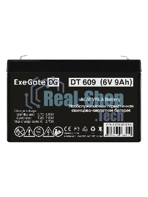 Аккумуляторная батарея ExeGate DT 609 (6V 9Ah, клеммы F1)