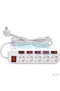 Сетевой фильтр Buro 500SH-3-SW-W 3 м (5 розеток) белый (коробка)