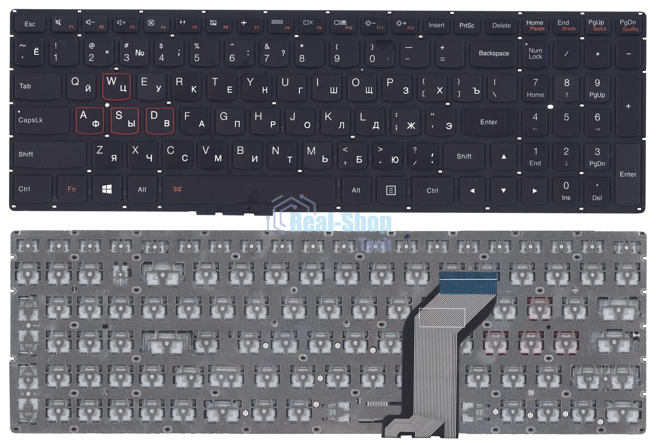Клавиатура для ноутбука Lenovo IdeaPad Y700 Y700-15ISK черная без подсветки