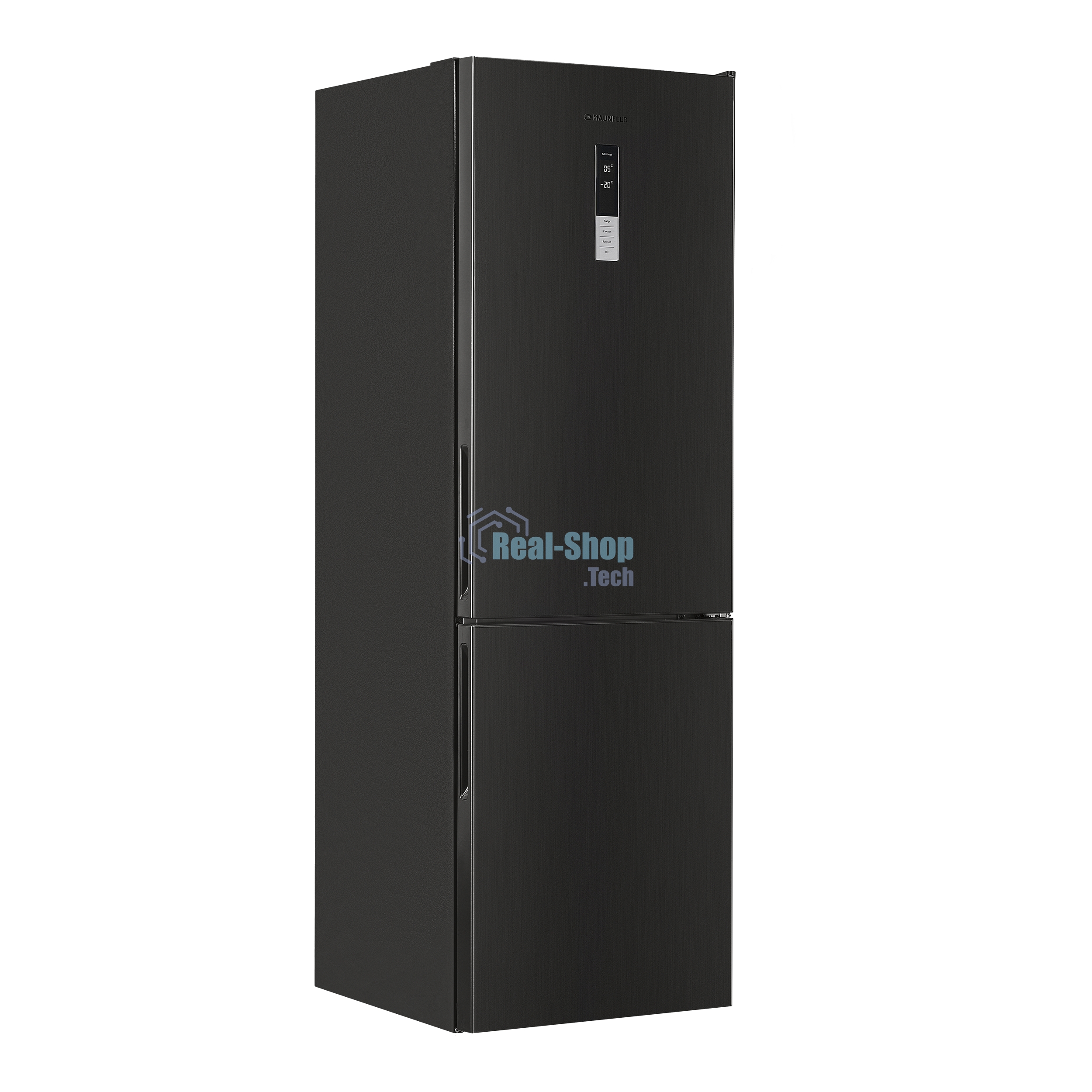 Холодильник Maunfeld MFF185NFSB10 черная нержавеющая сталь двухкамерный инвертор 240/100л морозилка снизу, No Frost