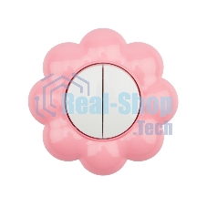 Выключатель двухклавишный Kranz HAPPY Цветок скрытой установки, белый/розовый