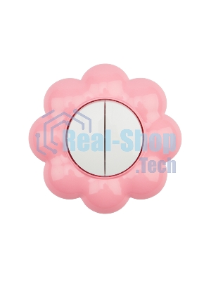 Выключатель двухклавишный Kranz HAPPY Цветок скрытой установки, белый/розовый