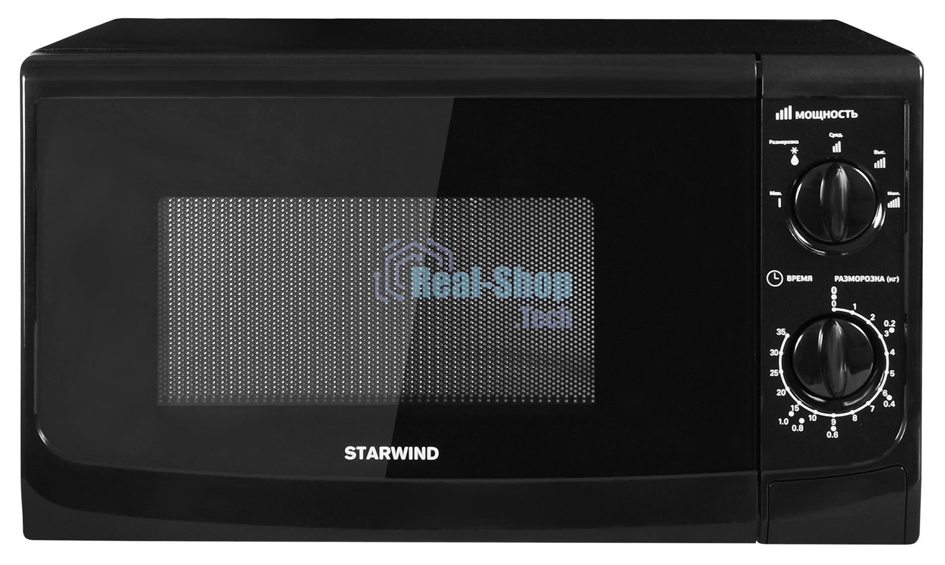 Микроволновая печь Starwind SWM5720 черный, 20 л, 700 Вт, переключатели - поворотный механизм