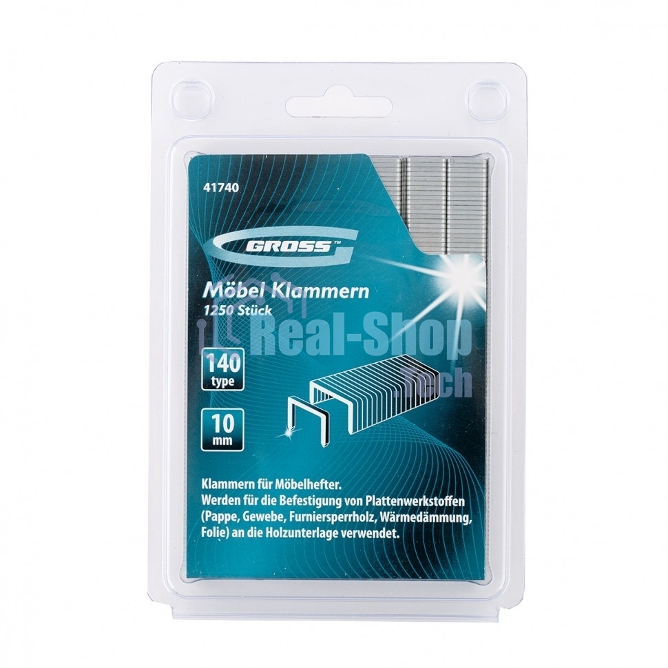 Скобы Gross 10 мм, для мебельного степлера, усиленные, тип 140, 1250 шт.