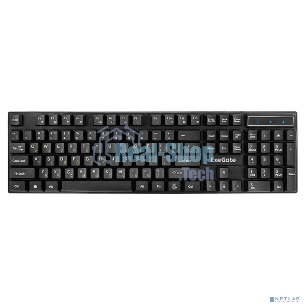 Комплект беспроводной ExeGate Professional Standard Combo MK210 (клавиатура полноразмерная влагозащищенная 104кл. + мышь оптическая 1200dpi, 3 кнопки и колесо прокрутки; USB, радиоканал 2,4 ГГц, радиус действия до 10м, черный, Color Box)