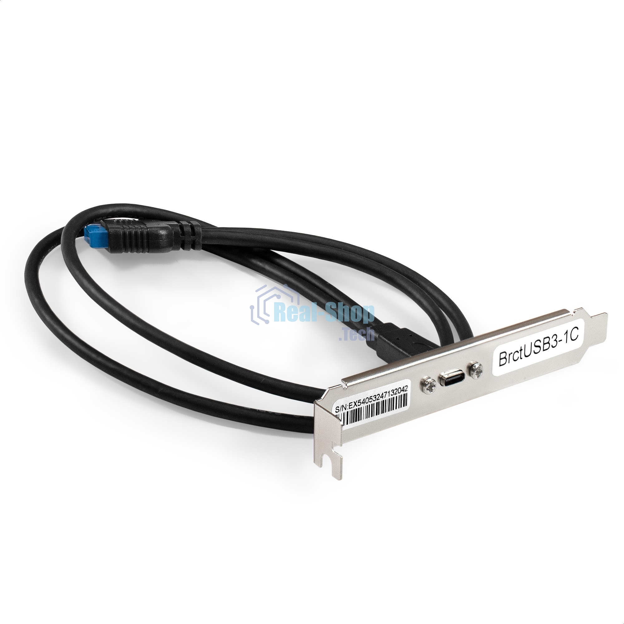 Планка портов в корпус Type-C ExeGate BrctUSB3-1C (USB 3.2 Gen1 20pin (IDC 20pin F) --> USB 3.2 Gen1 Type-Cf, кабель 30 см)