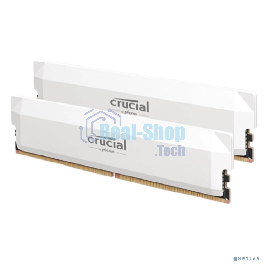 Оперативная память Crucial Pro Gaming by Micron DDR5-6400 64Gb Kit (2x32Gb) UDIMM CL40 White 1.35V, 1 Year Warrаnty