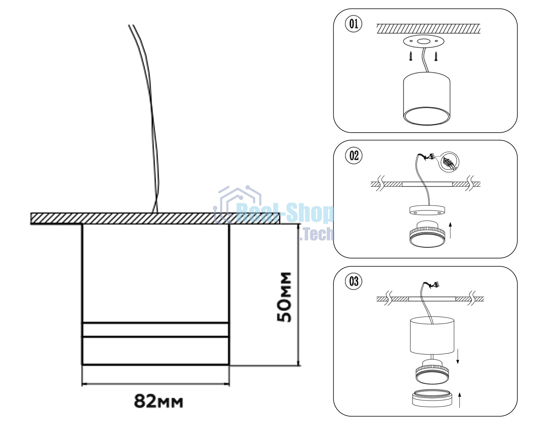 Светильник Ambrella light TN52351 WH белый GX53 max 12W D83*50