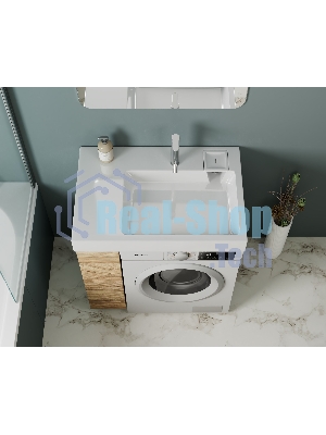 Раковина над стиральной машиной BAU Hotel Pro 80х55, литьевой мрамор в комплекте с кронштейнами и си