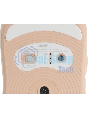 Мышь беспроводная Acer OMR312 розовый, 3200 dpi, радиоканал, Bluetooth, USB, кнопки - 5