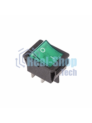 Выключатель клавишный Rexant 250V 16А (4с) ON-OFF зеленый с подсветкой