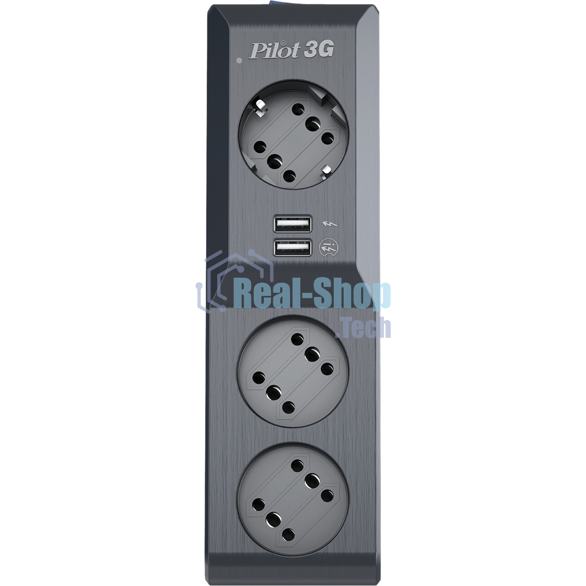Сетевой фильтр Surge protector Pilot 3G 3xGP euro outlets, 10А/2.2 кВа, 2xUSB, 5m, черный