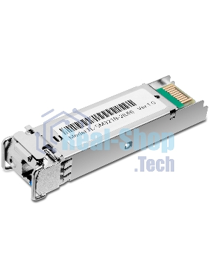 Модуль TP-Link SFP 1000Base-BX WDM Bi-Directional SFP module, TX: 1310 nm and RX: 1550 nm, 1 LC Simplex port, up to 2 km transmission distance in 9/125 μm SMF (Single-Mode Fiber), Supports Digital Diagnostic Monitoring (DDM).