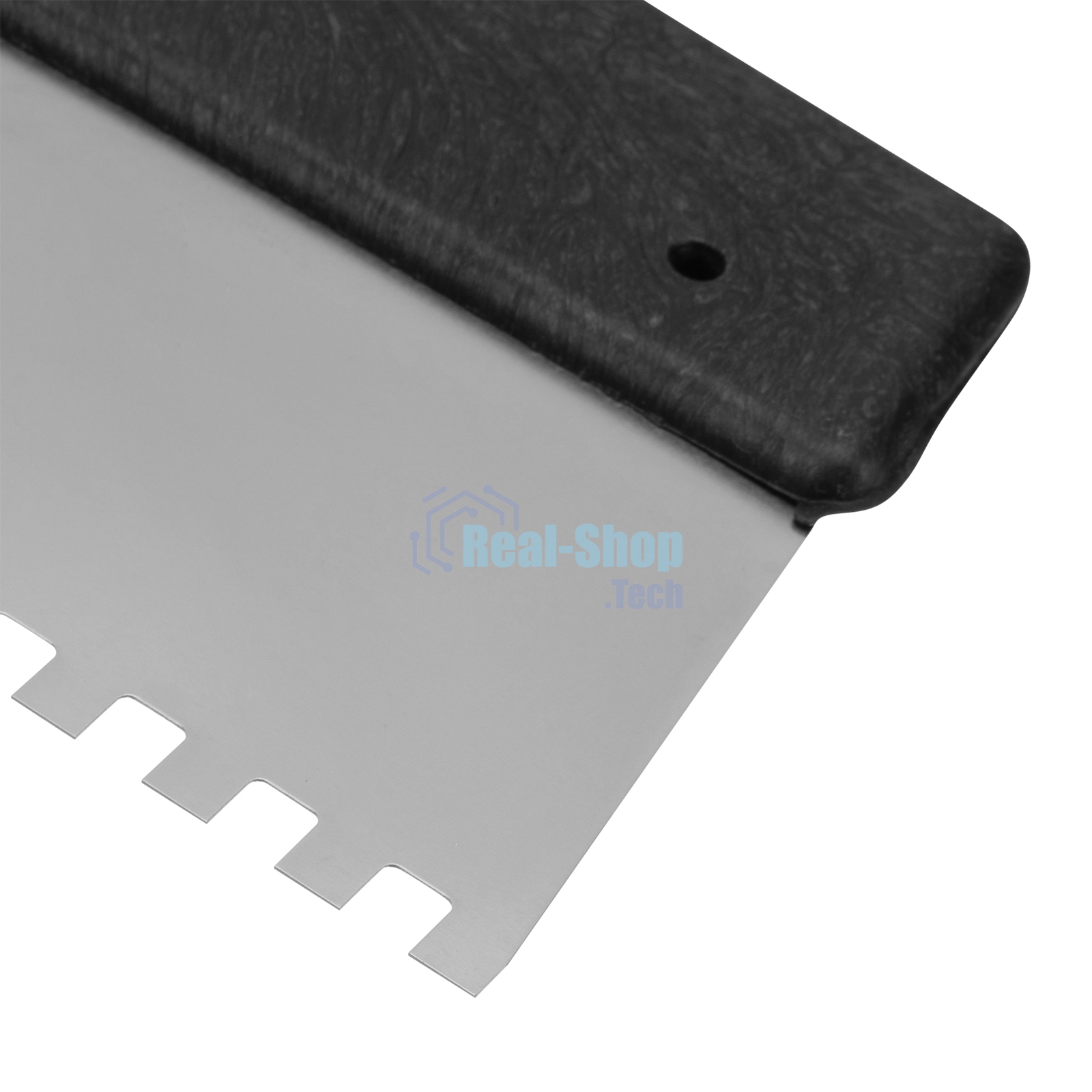 Шпатель из нержавеющей стали Сибртех 150 мм, зуб 10х10 мм, пластмассовая ручка