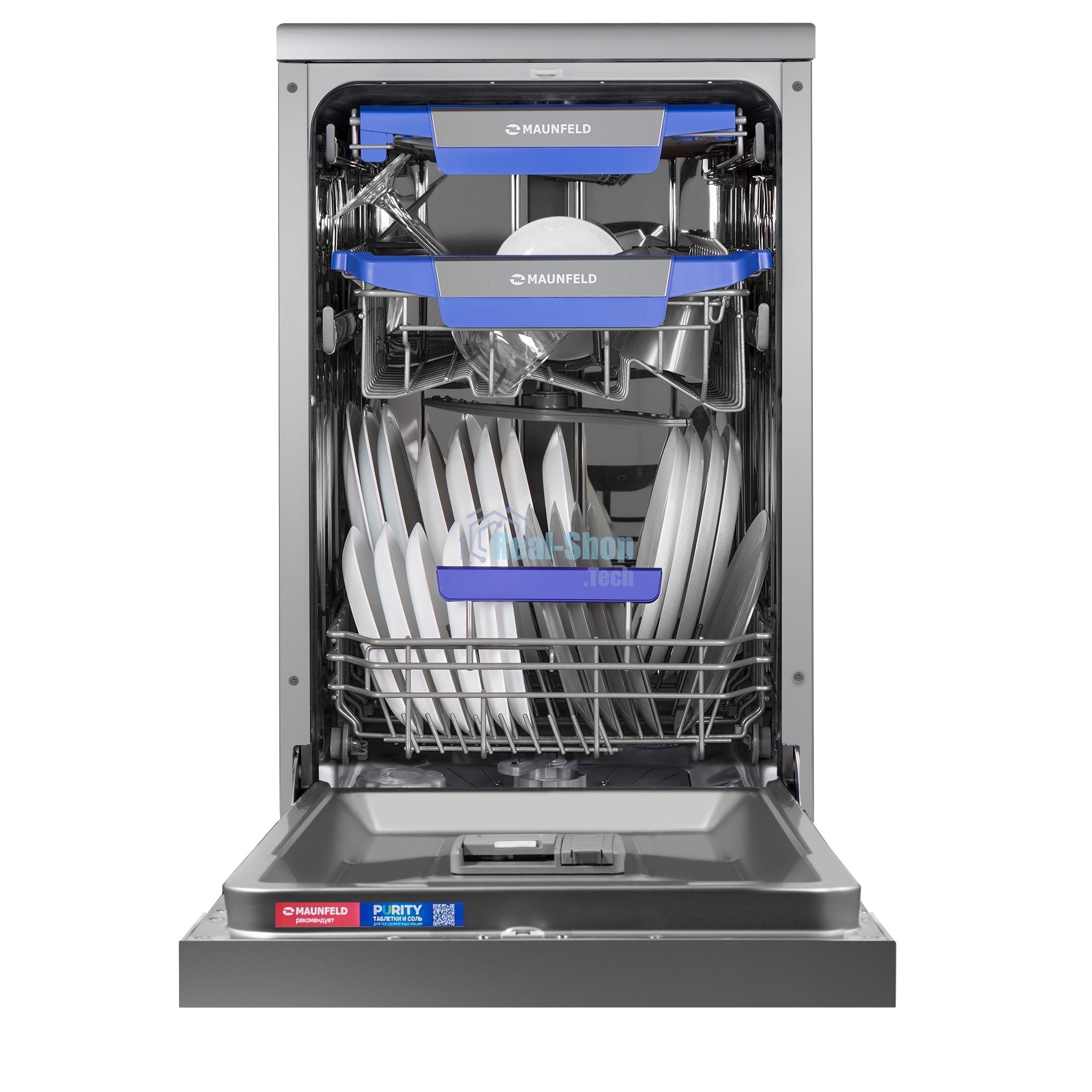 Посудомоечная машина Maunfeld MWF45331S, серебристый, 45 см, 10 компл., 49 дБ, класс A++