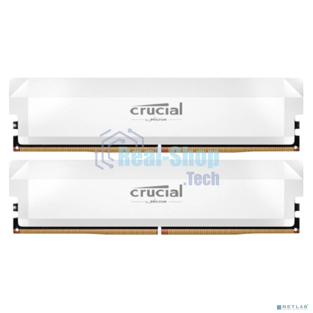 Оперативная память Crucial Pro Gaming by Micron DDR5-6400 64Gb Kit (2x32Gb) UDIMM CL40 White 1.35V, 1 Year Warrаnty