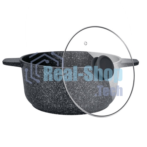 Кастрюля Maunfeld GRETA MF24GRTT01CR из литого алюминия со стеклянной крышкой, 24 см, 4 л