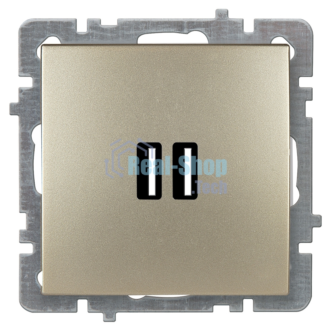 Nilson Механизм розетки USB (зарядка 2,1А, 2 порта), ТУРАН-АЛЕГРА-ТОР, metallic, золото (24150481)