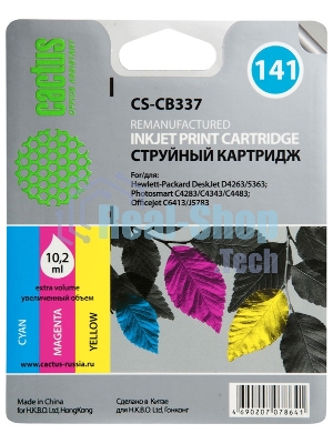Картридж струйный Cactus CS-CB337 №141 трехцветный (9 мл.) для HP DJ D4263/D4363/D5360/DJ J5783/J6413