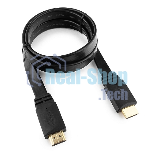 Кабель Cablexpert HDMI CC-HDMI490-15, 19M/19M, v2.0, медь, позол.разъемы, экран, плоский кабель, 1м, черный, пакет