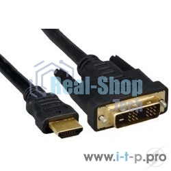 Кабель HDMI-DVI Cablexpert CC-HDMI-DVI-7.5MC, 19M/19M, single link, медь, позол.разъемы, экран, 7.5м, черный, пакет