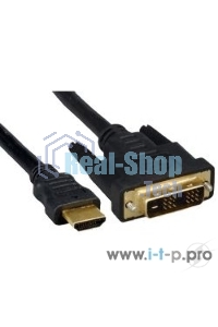 Кабель HDMI-DVI Cablexpert CC-HDMI-DVI-7.5MC, 19M/19M, single link, медь, позол.разъемы, экран, 7.5м, черный, пакет