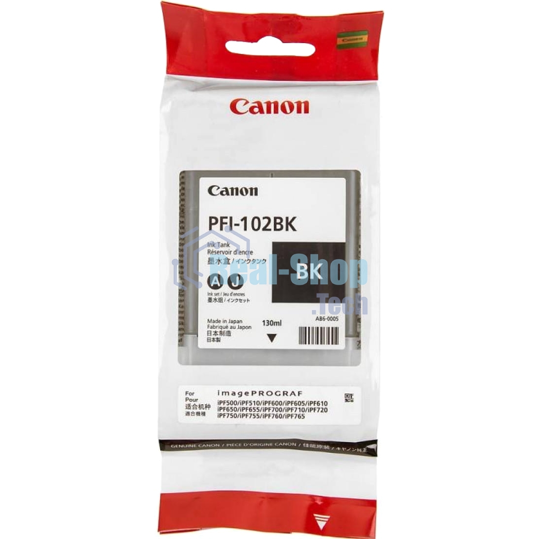 Картридж струйный Canon PFI-102Bk (0895B001) черный (130 мл.) для Canon iPF605, iPF610, iPF650, iPF655, iPF710, iPF750, iPF755, LP17, iPF510