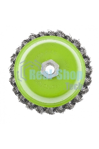 Щетка для УШМ Сибртех, 75 мм М14, чашка, крученая металлическая проволока 0,5 мм