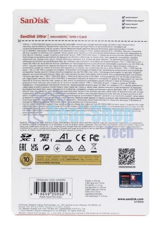 Флеш карта microSD 512Gb SanDisk microSDXC Class 10 Ultra UHS-I A1 140Mb/s