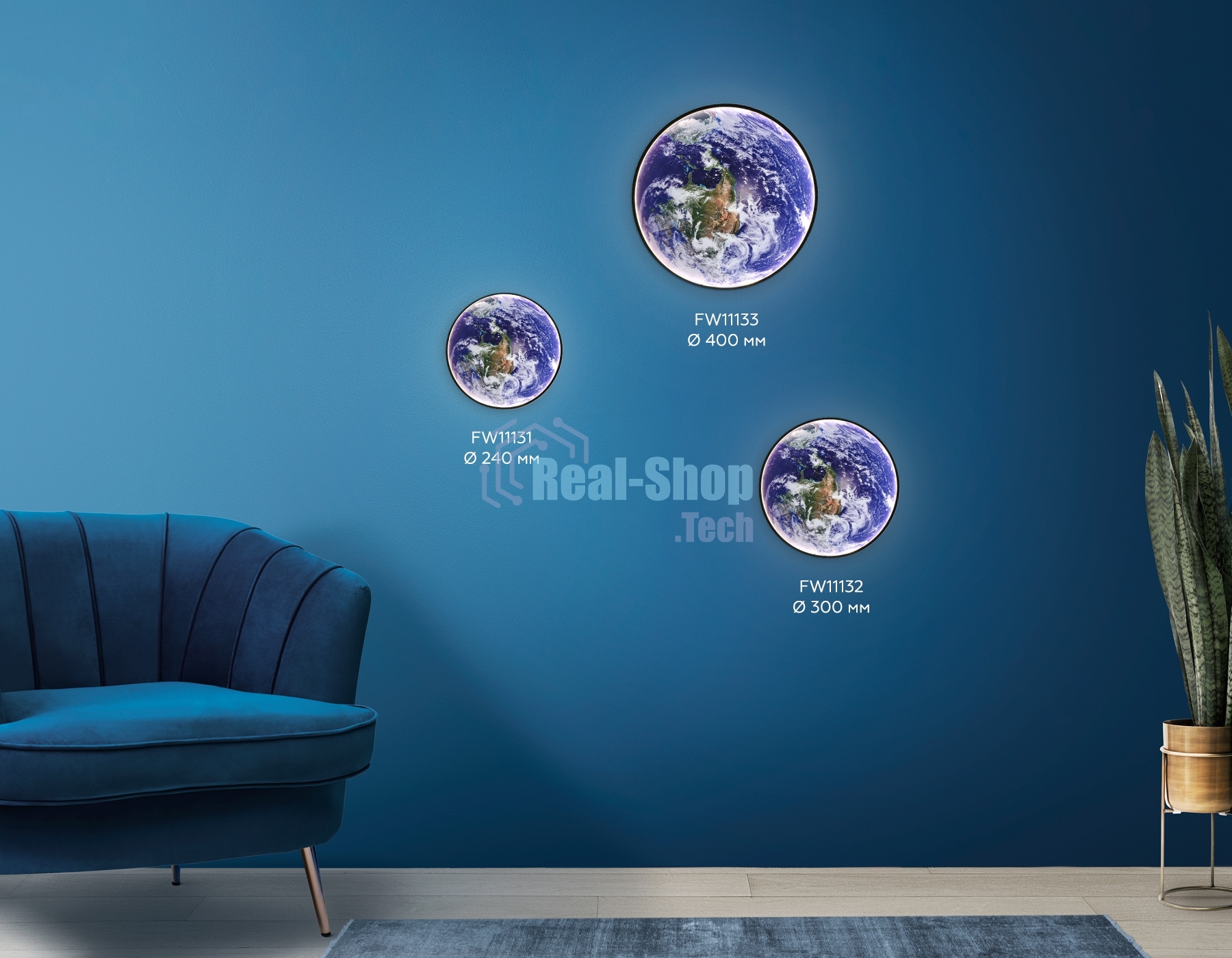 Настенно-потолочный светодиодный светильник Ambrella light FW11133 BK черный 25W LED 3000-6400K D400*38