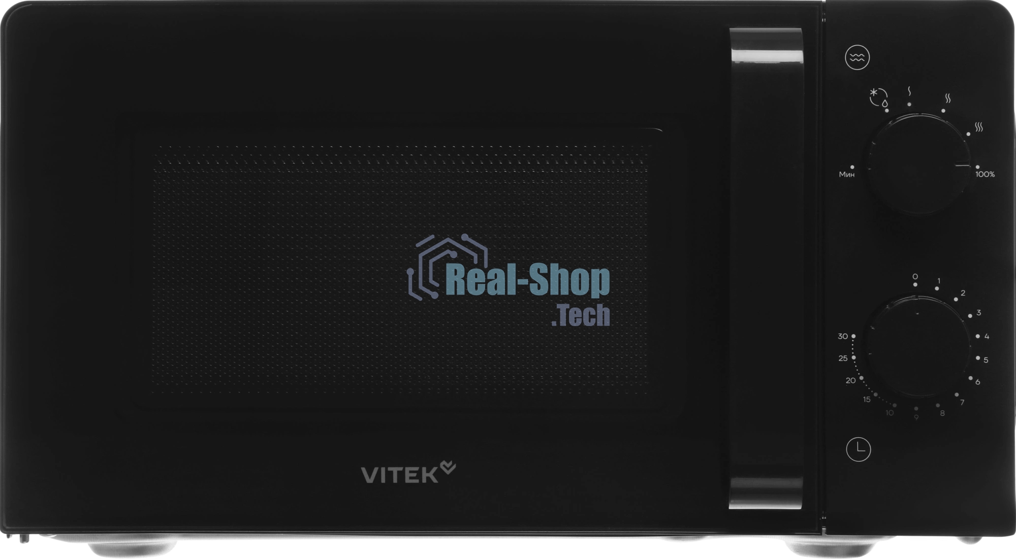 Микроволновая печь Vitek VT-MW0920 черный, 20 л, 700 Вт, переключатели — поворотный механизм