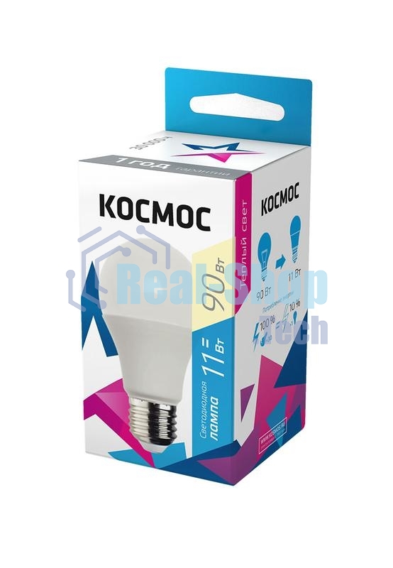 Лампа светодиодная LED BASIC A60 11Вт 220В E27 3000К Космос LkecLED11wA60E2730