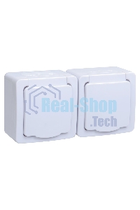 Розетка двухместная с з/к с крышкой для открытой установки РСб22-3-ГПБб IP54 серия 