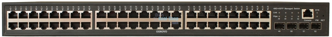 Коммутатор управляемый OSNOVO L2 PoE Gigabit Ethernet на 48 RJ45 PoE + 4*GE SFP, до 30W на порт, суммарно до 800W