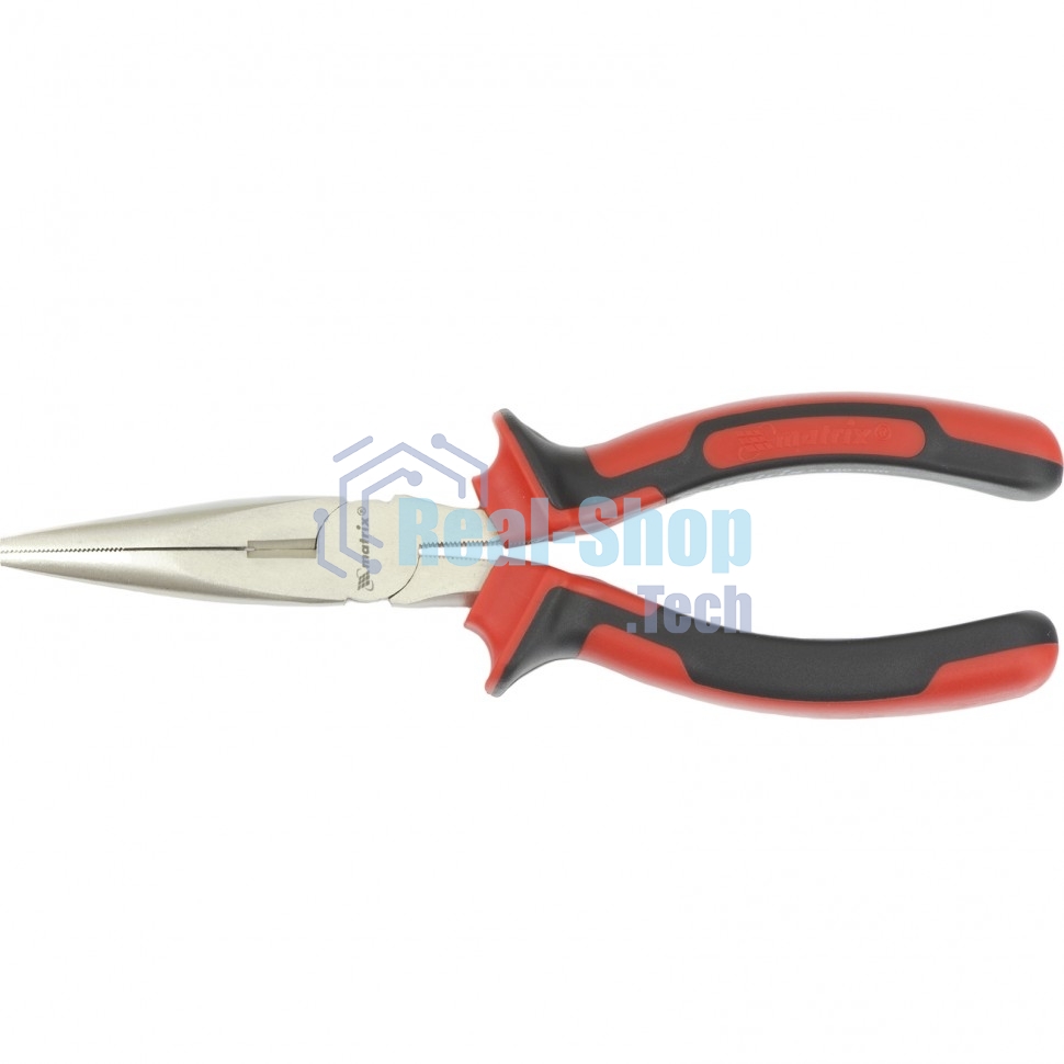 Длинногубцы Matrix NICKEL, 180 мм, прямые никелированные, двухкомпонентные рукоятки