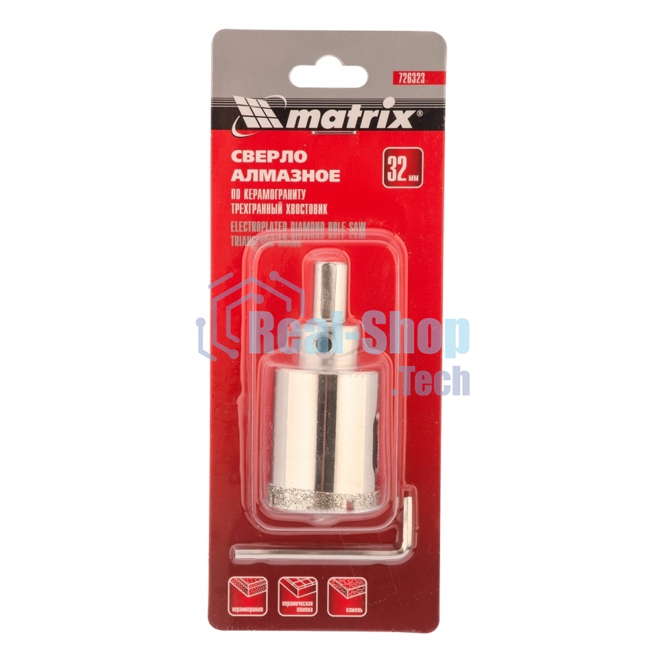 Сверло Matrix алмазное по керамограниту, 32 х 67 мм